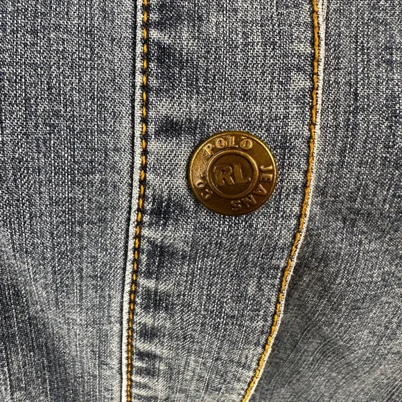 Polo by Ralph Lauren SZ LG Vintage 90’s Blue Denim snap button shirt Mini Dress - Picture 5 of 12